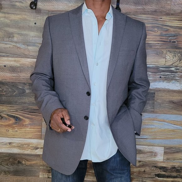 M&S Collection 100% Wool Gray Tailored Fit Double Vented Blazer Sport Jacket 42L - Picture 4 of 10